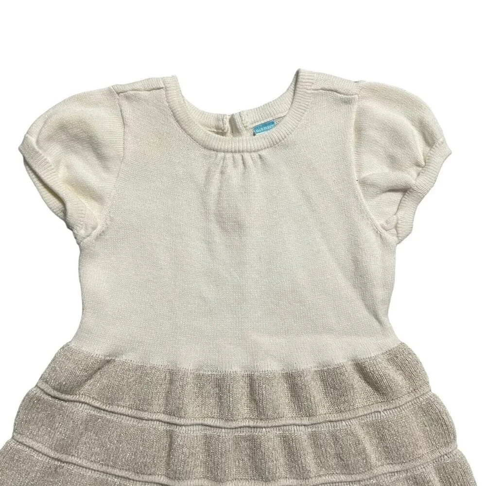 Old Navy 12-18m Cream & Gold Metallic Sweater Dress